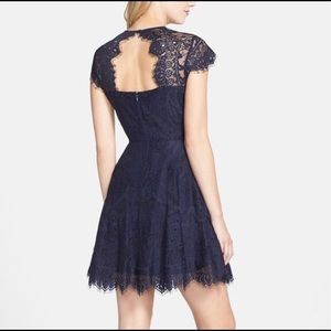 Rhianna Open Back Lace Fit & Flare Cocktail Dress
